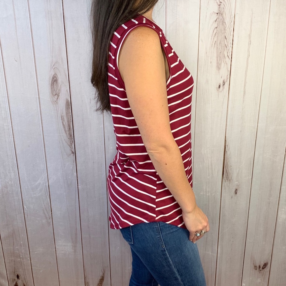 Mia- red white striped sleeveless top - Picture 4 of 8